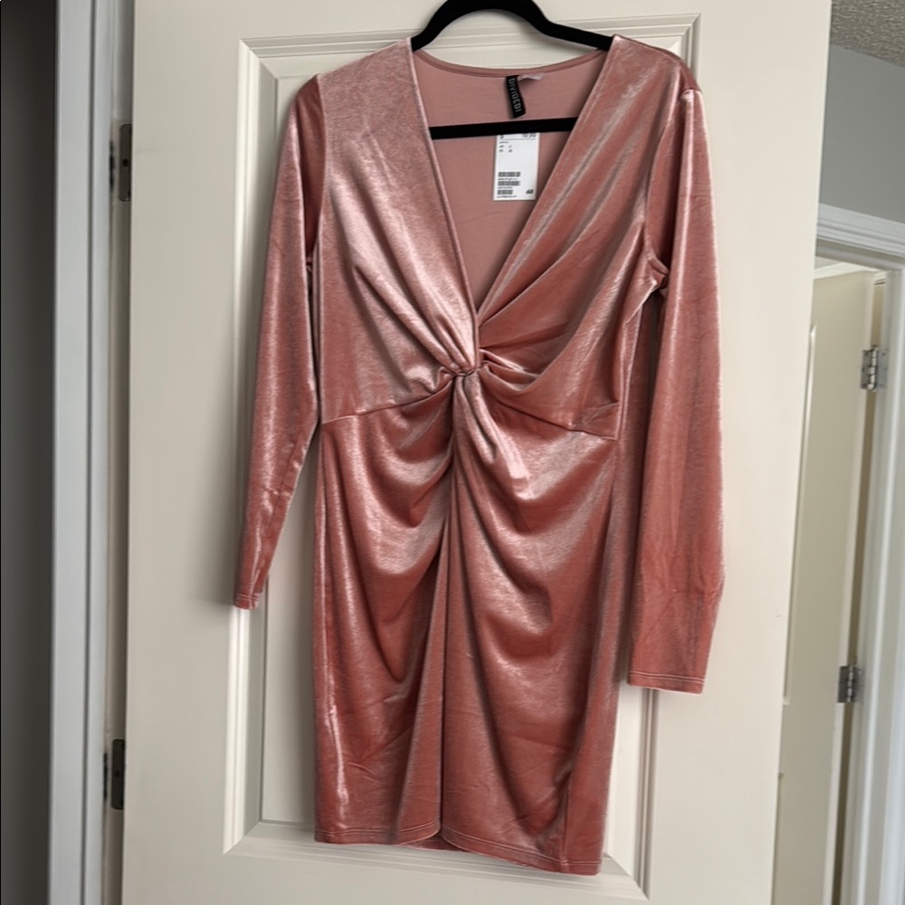 H&M Gold Pink Long Sleeve Bodycon Dress